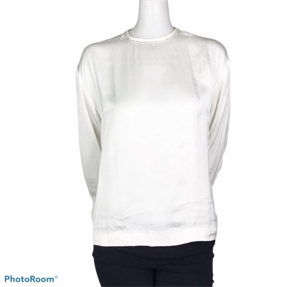 Sandro H18Camille ecru white embellished top - Picture 2 of 14